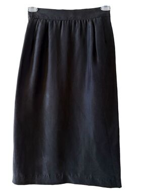 100% Silk Classic Pencil Skirt Neutral Black Size 8